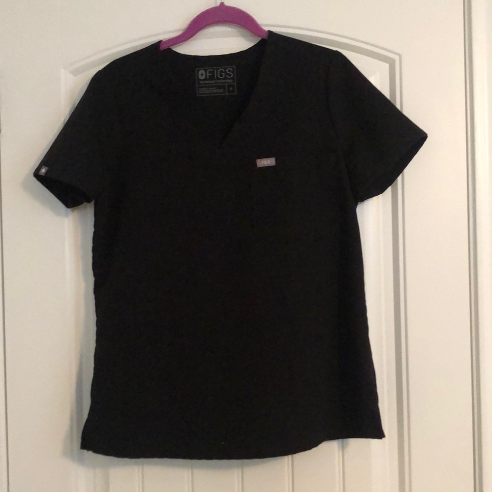 Figs Catrina Scrub Top Black!